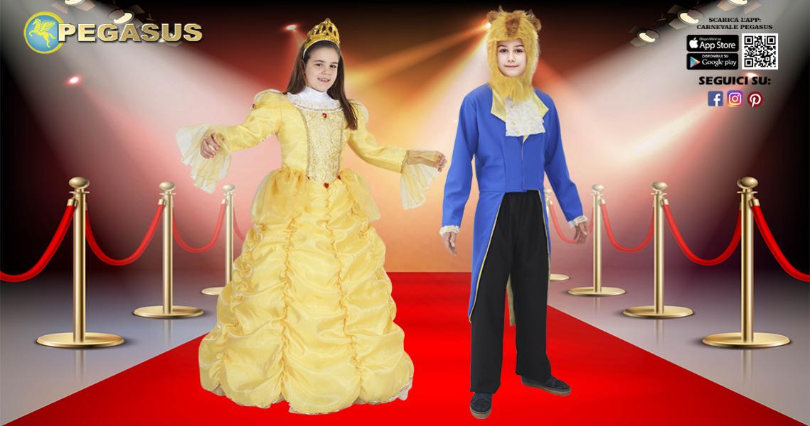 VESTITODI CARNEVALE BAMBINI DA PRINCIPESSA BELLE E LA BESTIA