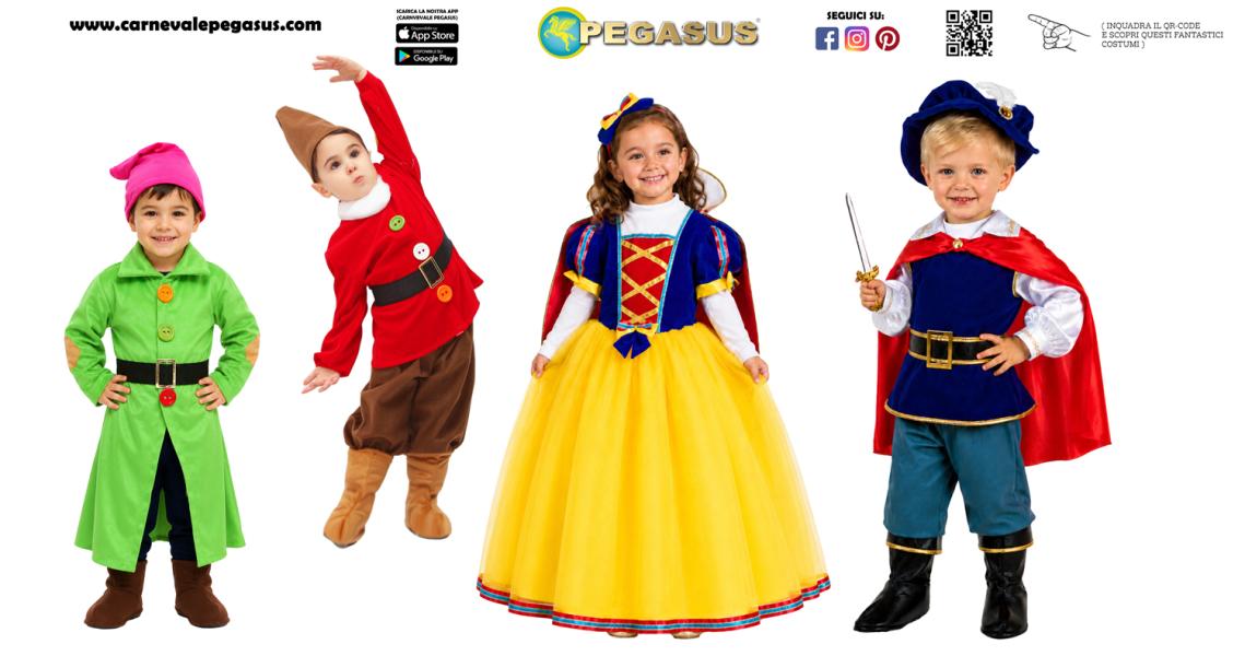 VESTITI FAVOLA DI BIANCANEVE PER BAMBINI DA 3 A 6 ANNI
