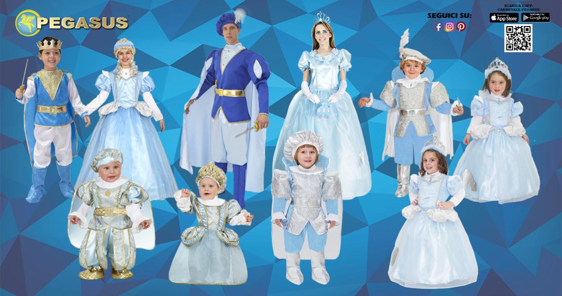 VESTITI DI CARNEVALE DA PRINCIPE E CENERENTOLA & FAMIGLIA