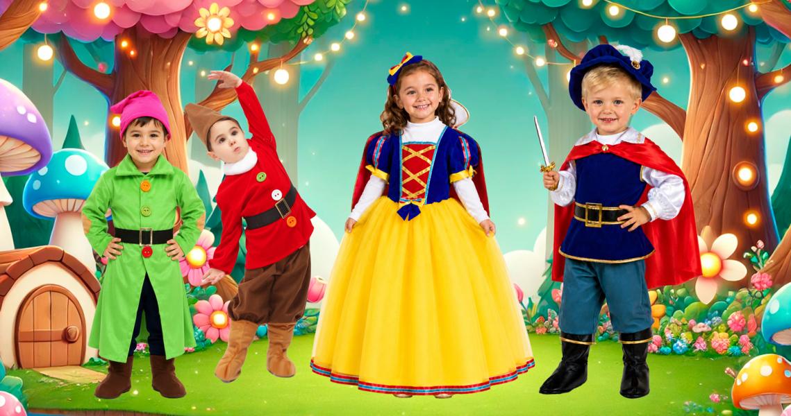 VESTITI FAVOLA DI BIANCANEVE PER BAMBINI DA 3 A 6 ANNI