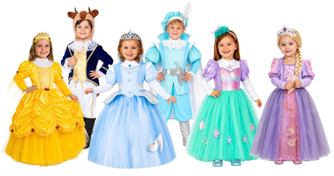 COSTUMI DA PRINCIPESSE BAMBINA E PRINCIPE AZZURRO DA 3 A 6 ANNI